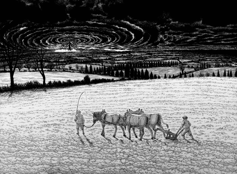 Berserk, Kentaro Miura, monochrome, sky