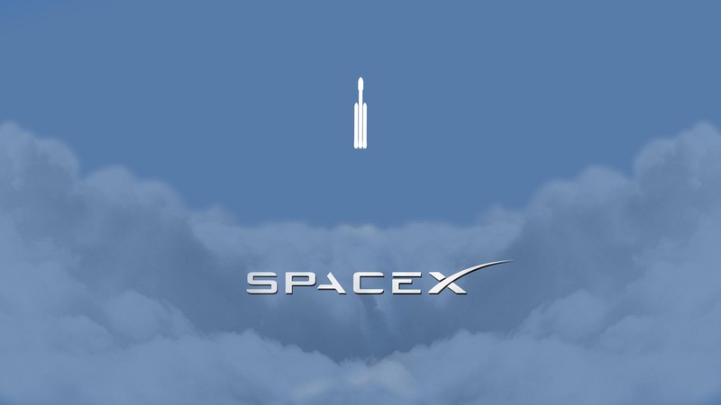 space, spaceship, minimalism, clouds, rocket, logo, SpaceX, Elon Musk, Falcon Heavy