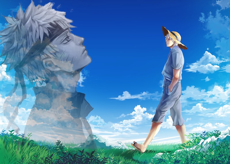 Uzumaki Naruto, sky, anime, fantasy art, Sakata Gintoki, Gintama