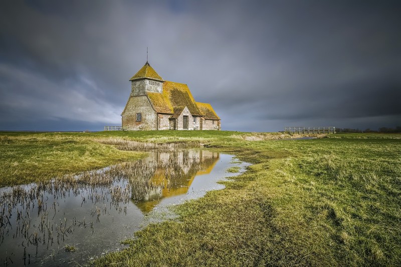 church, building, landscape