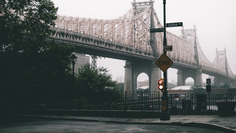 bridge, city, fog, new york, united states, 4k