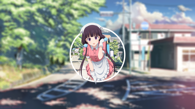 Sakuranomiya Maika, BLEND-S, anime, anime girls, picture-in-picture, dark hair, white skin, fan art, blurred, brunette, maid outfit, maid