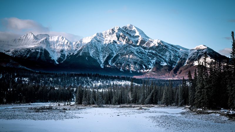 mountains, snow, landscape, winter, 4k