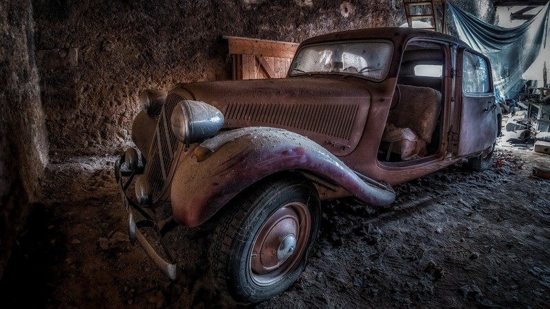old, car, wreck, vehicle