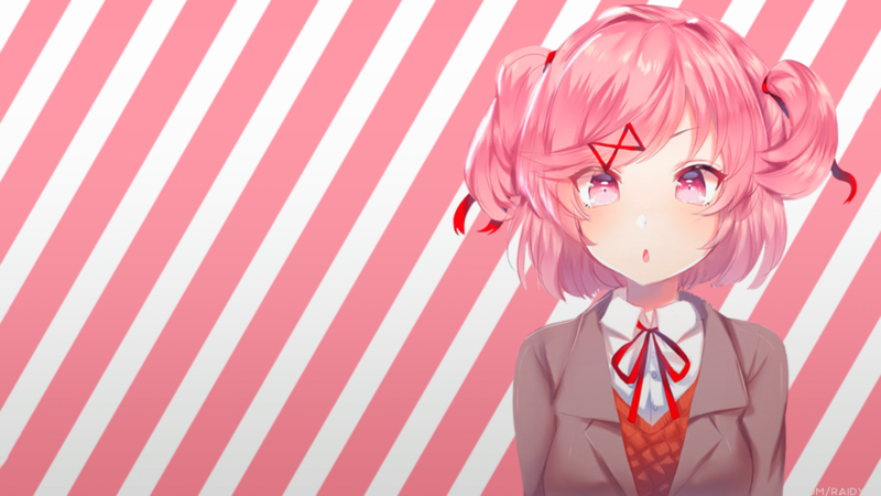anime, anime girls, picture-in-picture, Doki Doki Literature Club, Natsuki (Doki Doki Literature Club)
