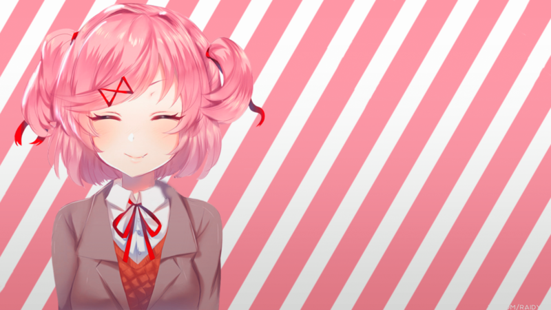 anime, anime girls, picture-in-picture, Doki Doki Literature Club, Natsuki (Doki Doki Literature Club)