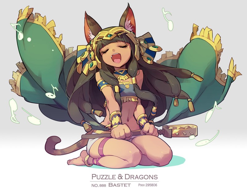 anime girls, 天之火, Puzzle & Dragons, animal ears, tail, Bastet