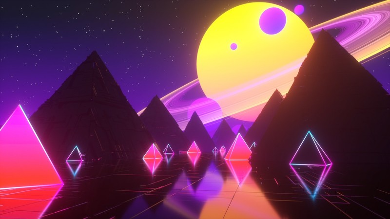 Sun, planet, pyramid