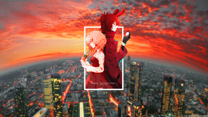 anime, anime girls, picture-in-picture, city, sunset