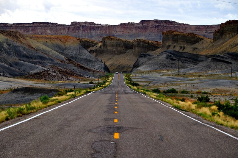 road, landscape, asphalt