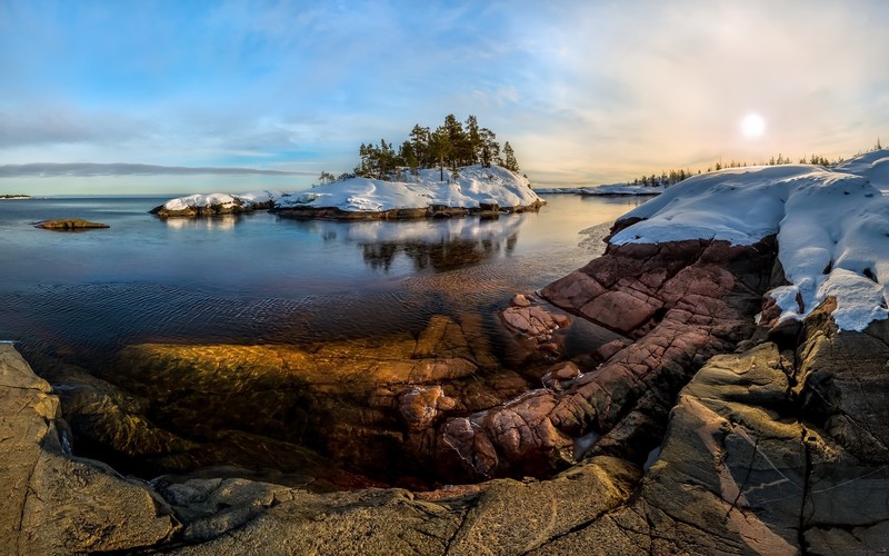 nature, landscape, water, snow