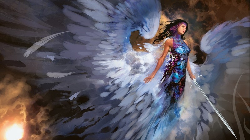 artwork, fantasy art, angel, wings, sword, Magic: The Gathering