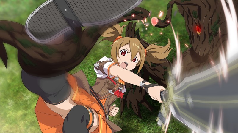 Sword Art Online, Ayano Keiko, anime girls, open mouth, sword, PC gaming