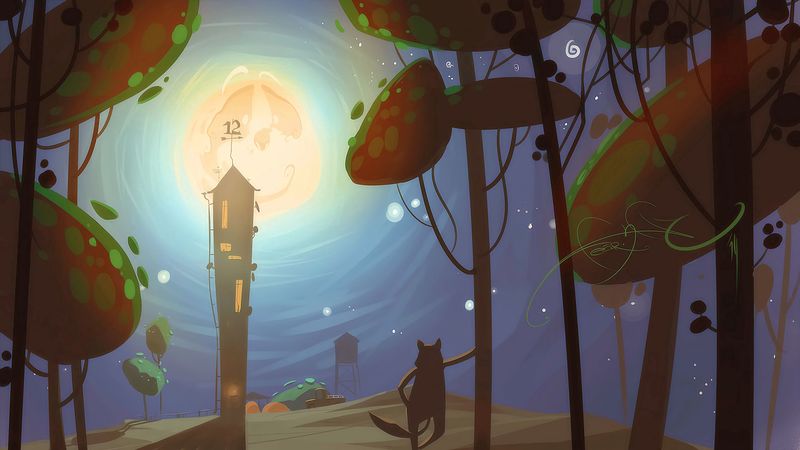 tower, moon, art, night, moonlight, 4k