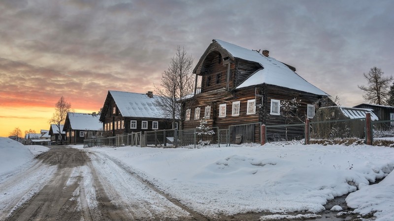 winter, snow, house