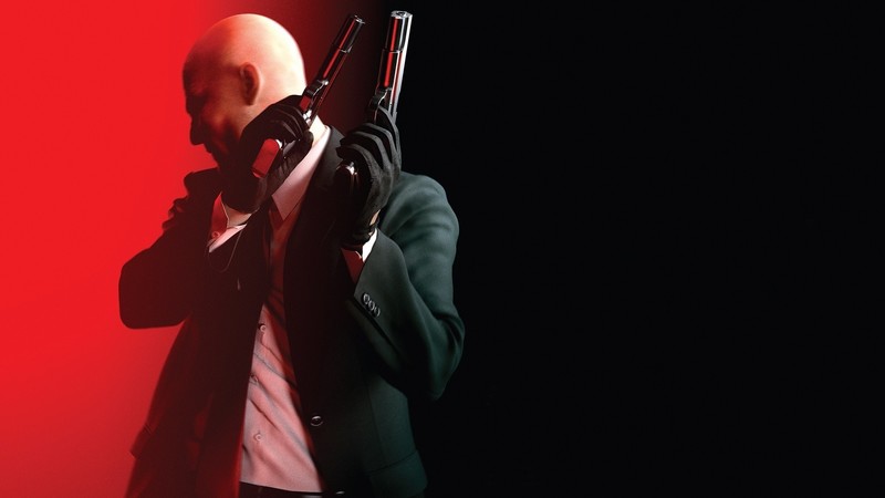 Hitman: Absolution, Agent 47, gun, tie, video games, bald, gloves, red, Hitman