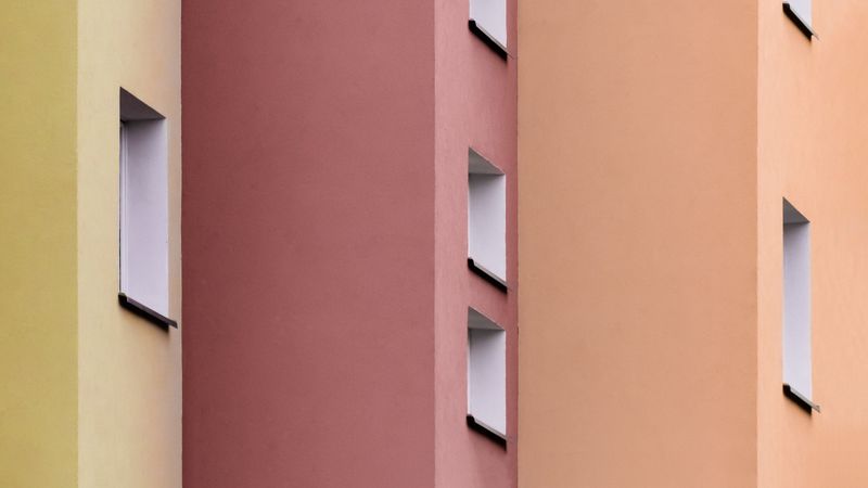 building, colorful, architecture, windows, walls, symmetry, 4k