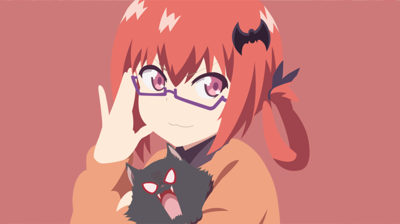 Gabriel Dropout, Satanichia McDowell Kurumizawa, ErominimalistSensei, minimalism, simple background, glasses