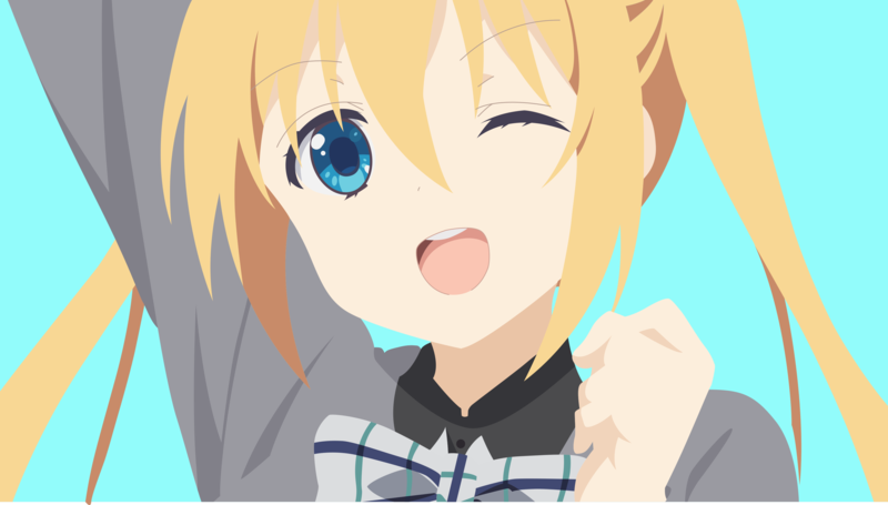 Hinata Kaho, ErominimalistSensei, minimalism, simple background, BLEND-S, anime girls, cyan background, cyan
