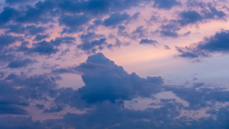 sky, clouds, dusk, evening, sunset, 4k
