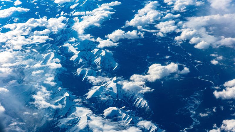 mountains, clouds, aerial view, height, view, overview, 4k