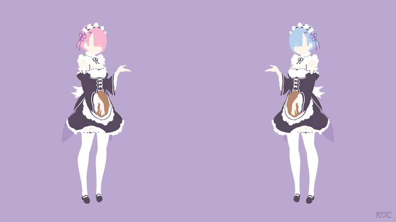 Re:Zero Kara Hajimeru Isekai Seikatsu, Rem (Re: Zero), Ram (Re: Zero), minimalism, anime girls, simple background, Rendracula