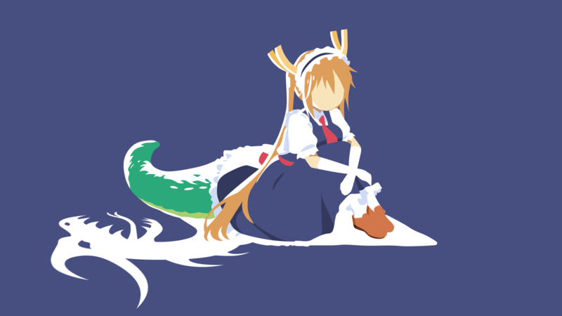 Kobayashi-san Chi no Maid Dragon, Tohru (Kobayashi-san Chi no Maid Dragon), Yuki-Neh, minimalism, simple background, anime girls