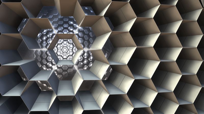 honeycomb, cell, structure, 3d, fractal, 4k