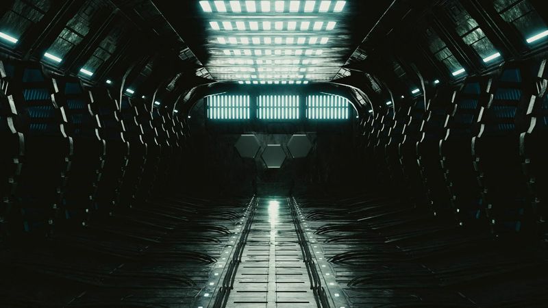 corridor, room, dark, lamps, lighting, 4k