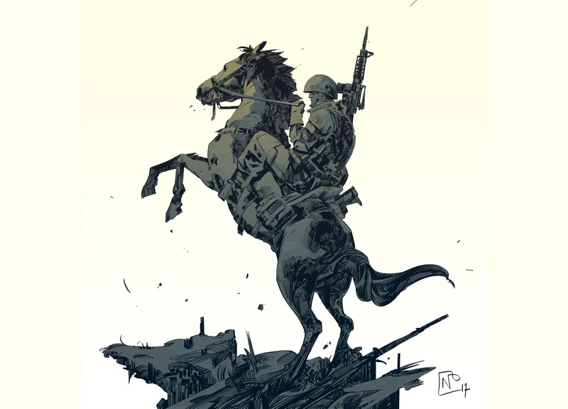 drawing, horse, soldier, Nicolas Petrimaux, gun