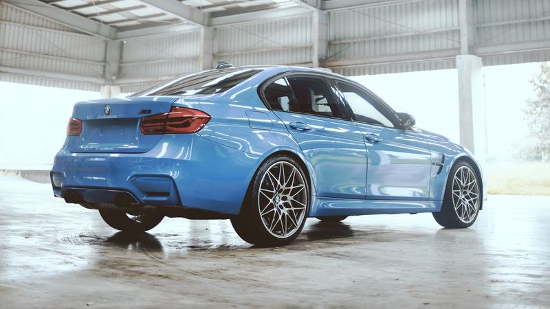 bmw m3 competition, bmw, car, blue, side view, 4k