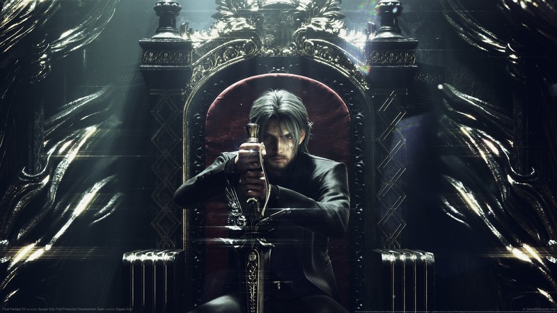 video games, digital art, Final Fantasy XV, throne, men, sword, Square Enix, Final Fantasy, Noctis