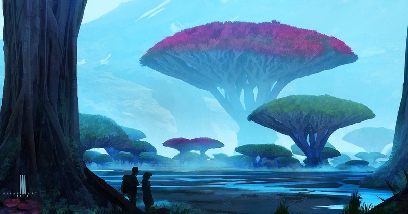 niyas ck, illustration, trees