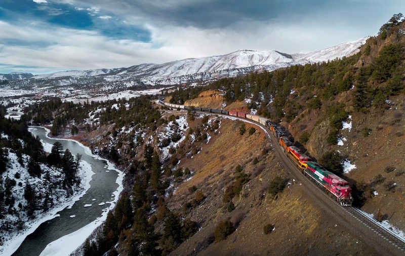 train, vehicle, nature, landscape, river