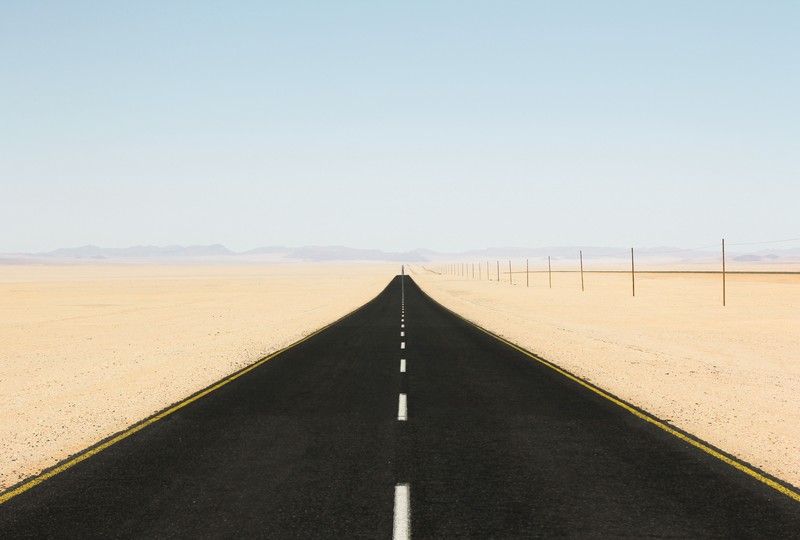 road, desert, sand, mountains, clear sky, nature
