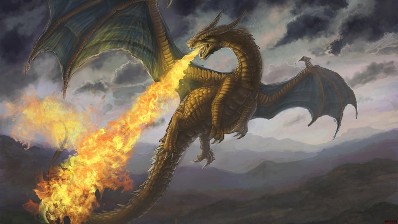 artwork, fantasy art, dragon, fire