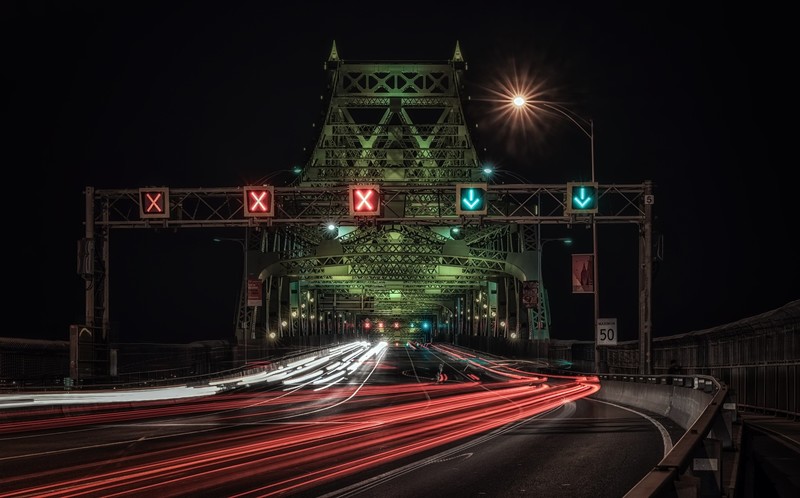 night, long exposure, traffic, Montreal