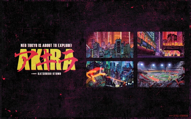 anime, Akira, Photoshop, digital art, texture, typography, fan art, katsuhiro otomo