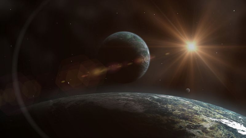 flash, shine, flare, stars, planets, space, 4k