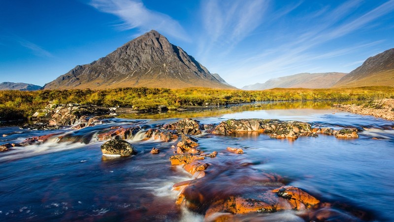 nature, landscape, river, mountains, long exposure