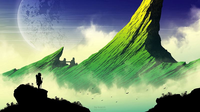 silhouette, mountains, art, vector, landscape, 4k