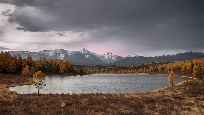 landscape, nature, mountains, lake, fall, Russia