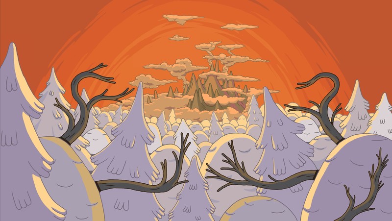 Adventure Time, cartoon, landscape, trees
