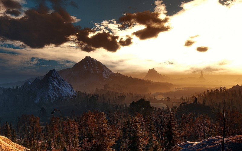 nature, landscape, trees, mountains, clouds, The Witcher 3: Wild Hunt, The Witcher