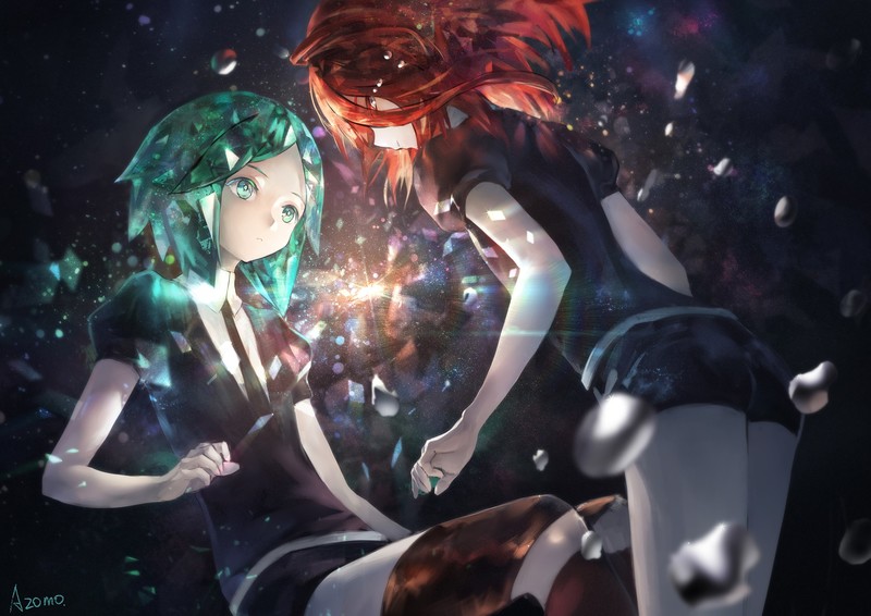 Houseki no Kuni, Phos (Houseki no Kuni), Cinnabar (Houseki no Kuni), jewels, azomo