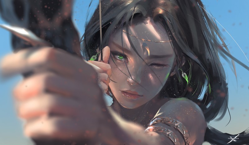 WLOP, artwork, women, digital art, depth of field, freckles, fantasy art, long hair, anime girls, painting, Ling Feng