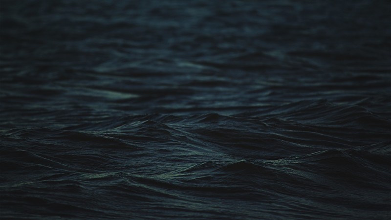 simple, blue, dark, sea, waves, water, depth of field