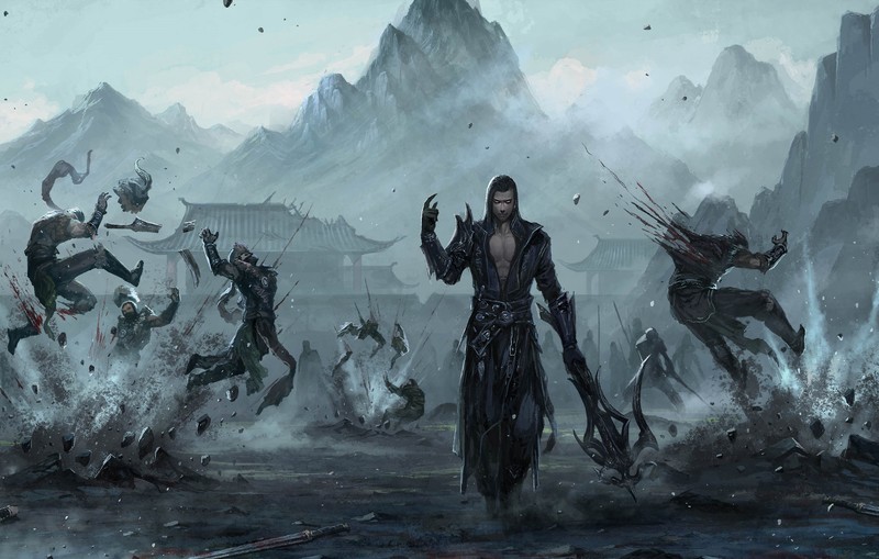 warrior, battle, fantasy art, digital art