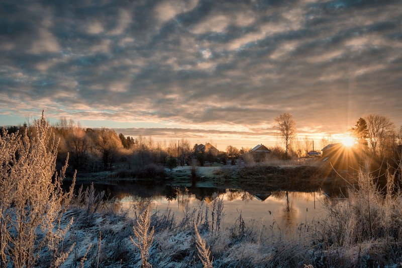 nature, landscape, winter, sky, sunlight