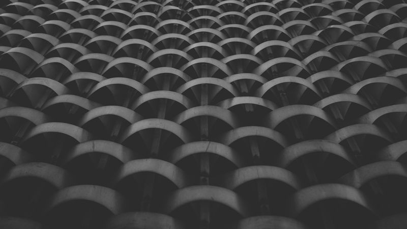 form, facade, bw, surface, black, 4k